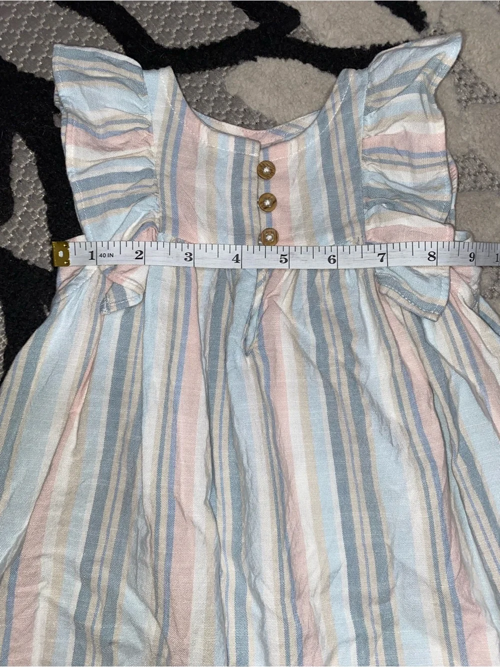 Carter’s Baby Striped Pink & Blue Ruffle-Sleeve Dress 12 Month